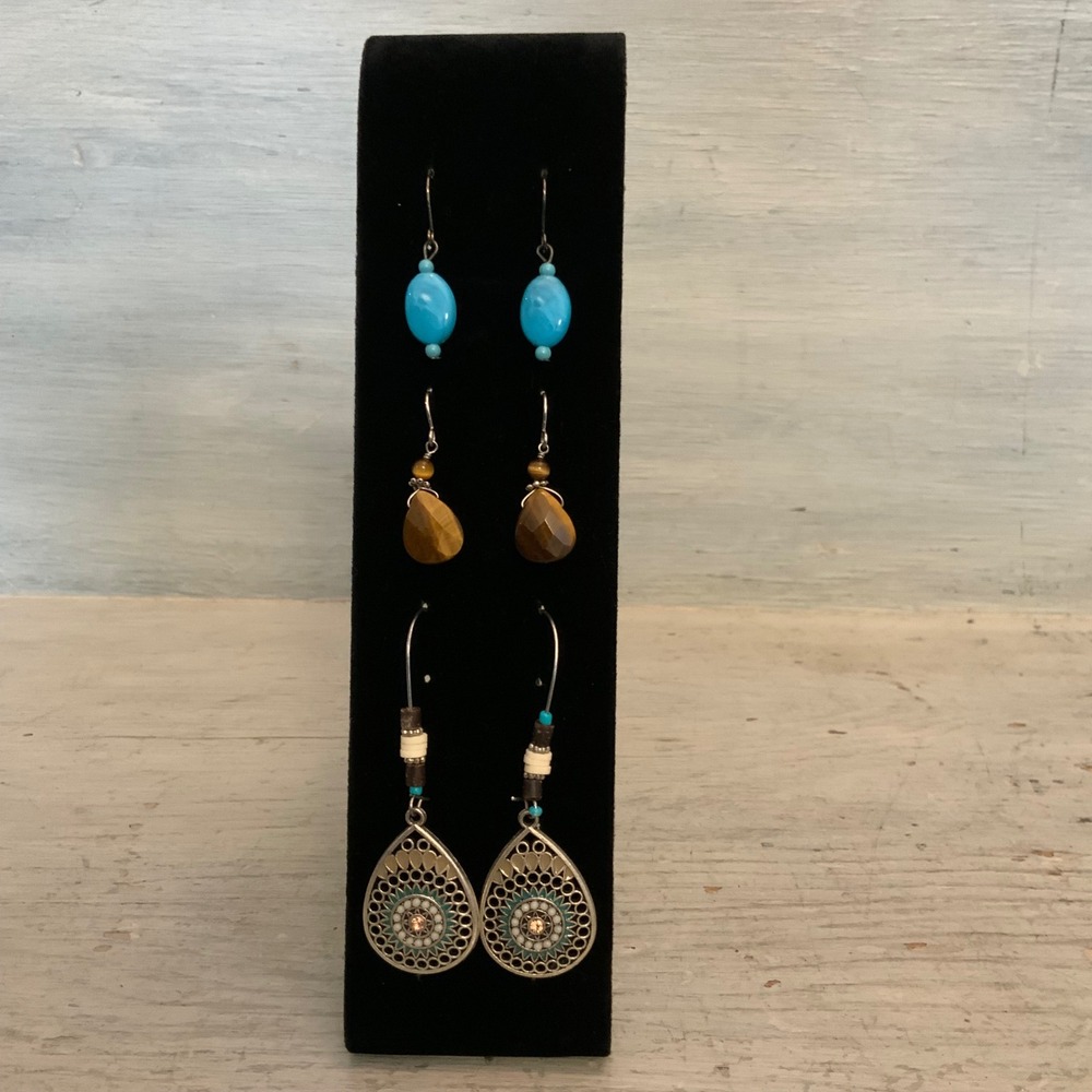 Set of 3 Southwestern Boho Chic Inspired Dangling Drop Earrings Good Condition